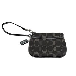Coach Y2K Signature C Canvas Charcoal & Silver Zip Wristlet